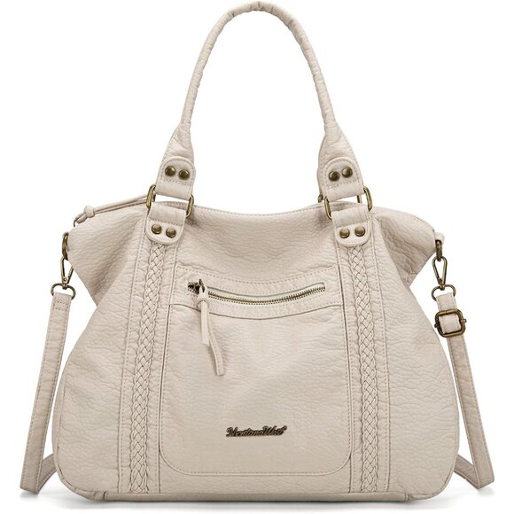 Chic Washed Leather Hobo Handbag with Zipper Closure - Perfect for Any Occasion - Picture 8 of 8